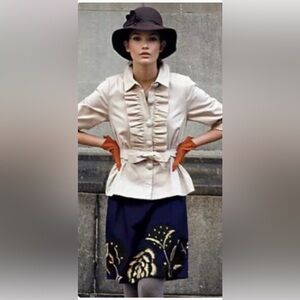 Anthropologie Floreat Skirt Size 8 Navy Floral Beautiful! EUC Spring!